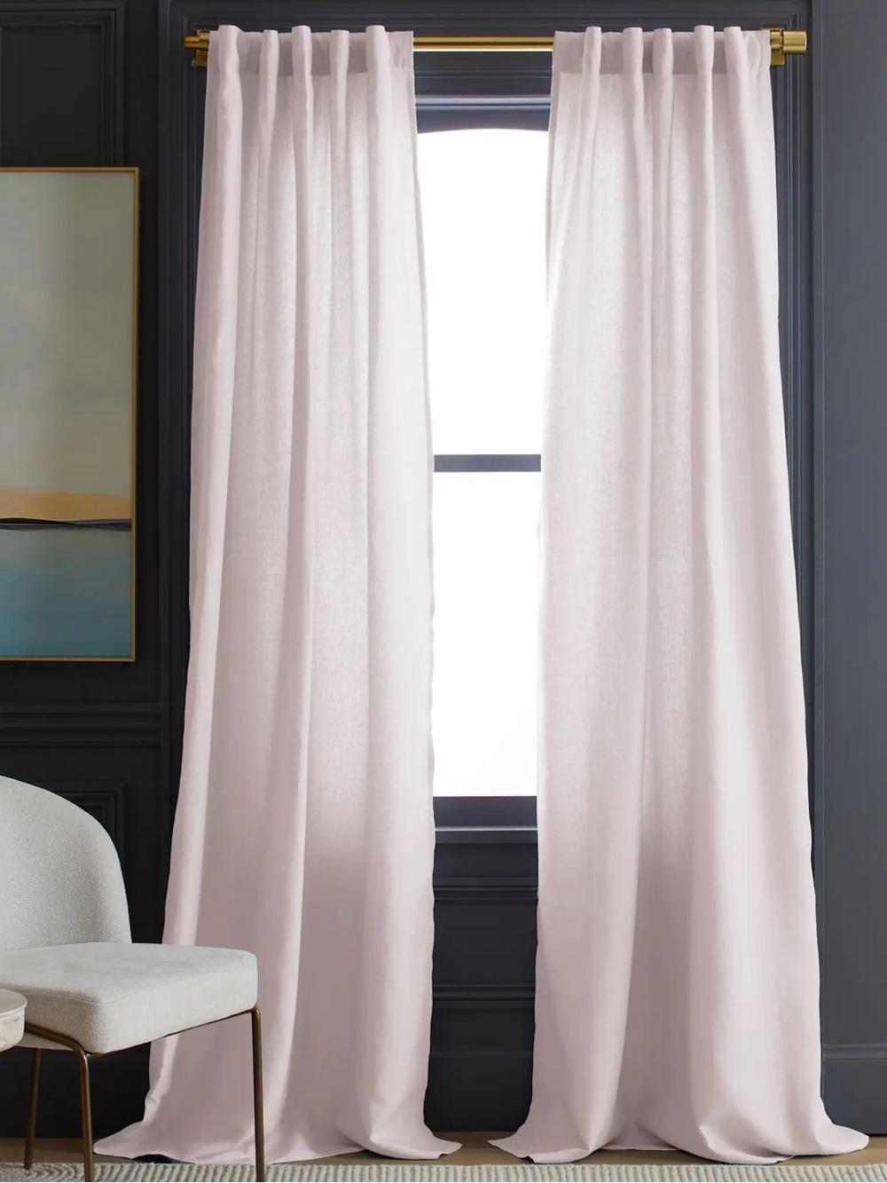 Vintage Blush Quince 96x120 curtain linen light pink single panel quiet luxury